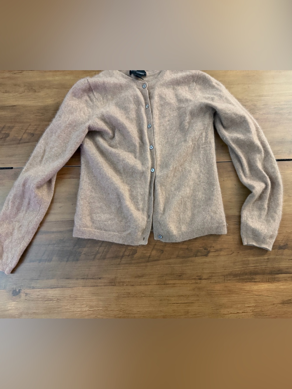 Grace Cashmere Button-Up Cardigan in Taupe
